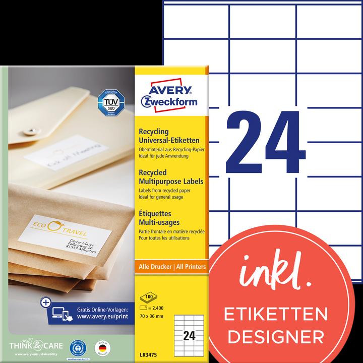 Produktbild Avery Recycling von Universaletiketten
