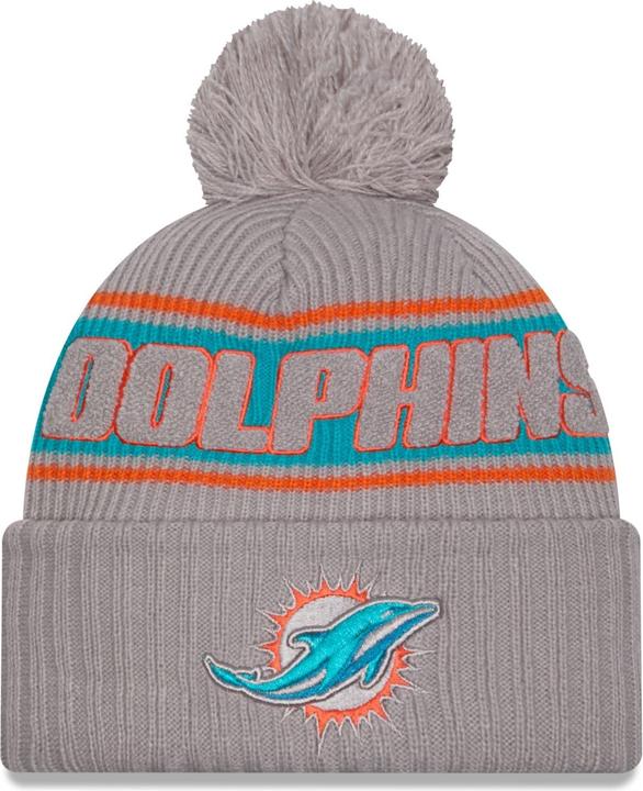 New Era NFL Sideline Winter Mütze Miami Dolphins Grau