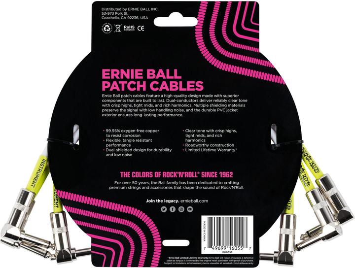 Produktbild Ernie Ball Patch-Kabel 6055 3er Pack – 0.3 m, Weiss (0.30 m)