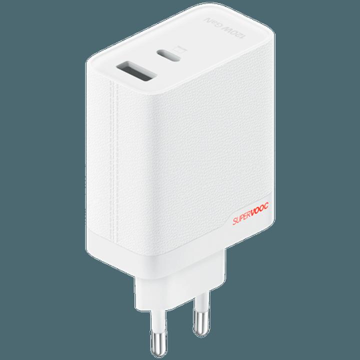 Immagine prodotto OnePlus Adattatore SuperVooc a due porte da 120W + cavo (Tipo-C + Tipo-A) - Bianco (120 W)
