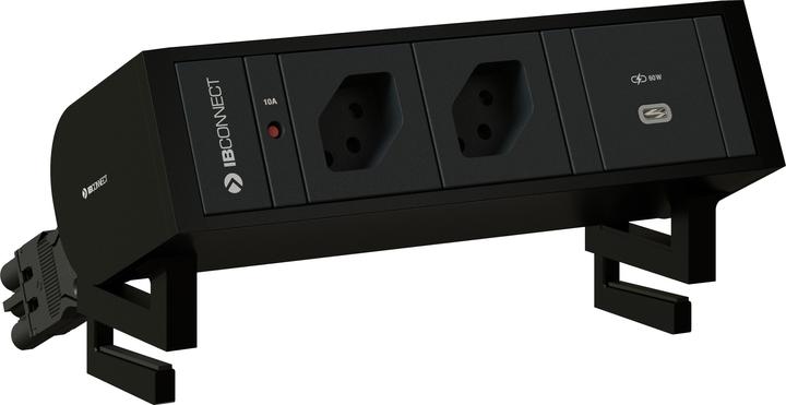 IB Connect SUPRA bloc de prises noir 2x type 13 1x USB-C 60W (2 x, USB-C, Type 13, 0.30 m)
