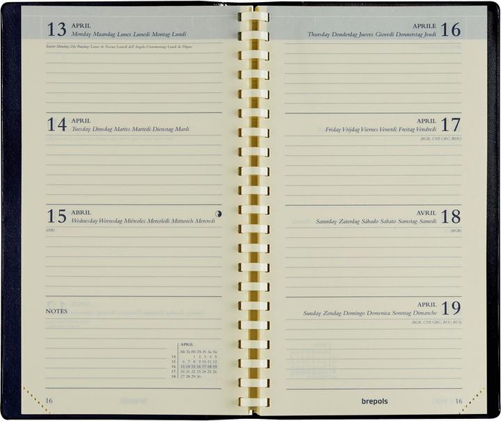 Produktbild Brepols Interplan 736 Ravenna 2021 736353201 schwarz, 1W/2S, 9x16cm (A6, Deutsch, Französisch, Englisch, Italienisch, Niederländisch, Spanisch)