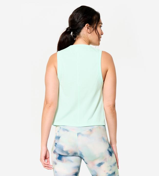 Image du produit Domyos Débardeur crop top en coton femme, vert clair (XL)
