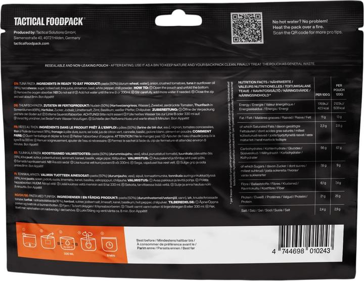 Valori nutrizionali e ingredienti Tactical Foodpack Pasta al tonno (110 g)