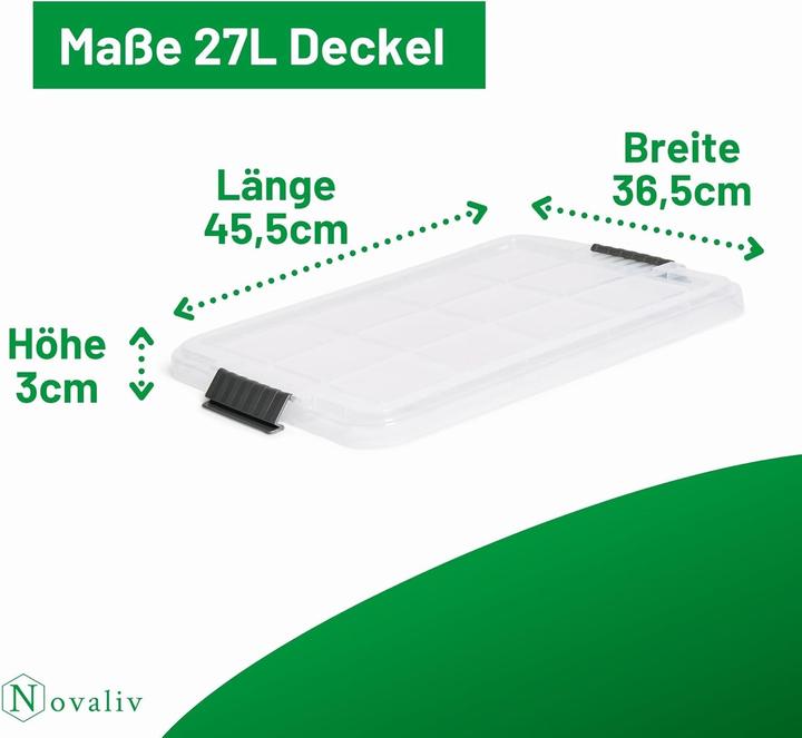 Produktbild Novaliv 2x Ersatzdeckel 27 Liter mit Clipverschluss 46,5x36,5 cm Transparent (27 l)