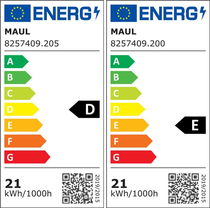 Label énergétique Maul Lampe à diodes LED sur pied MAULjet, hauteur 1950 mm, aluminium RAL 9006 (3218 lm)