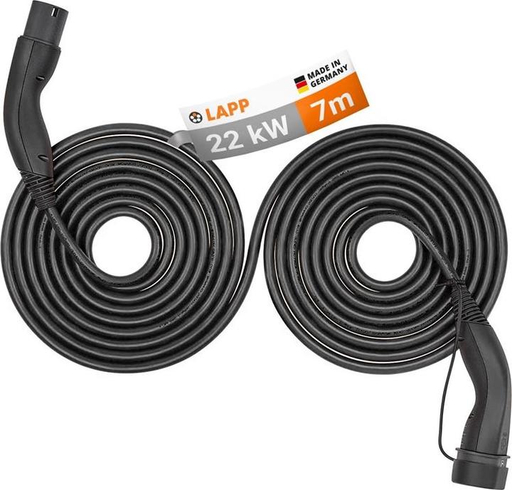 Lapp Mobility Selbstaufrollendes Ladekabel Typ 2, bis zu 22 kW, 7 m, schwarz (Typ 2, 22 kW, 32 A, 7 m)