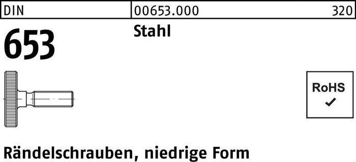 Produktbild Rändelschraube DIN 653 niedrige Form M 4 x 25 Stahl Stahl (50 Schrauben pro Stück)