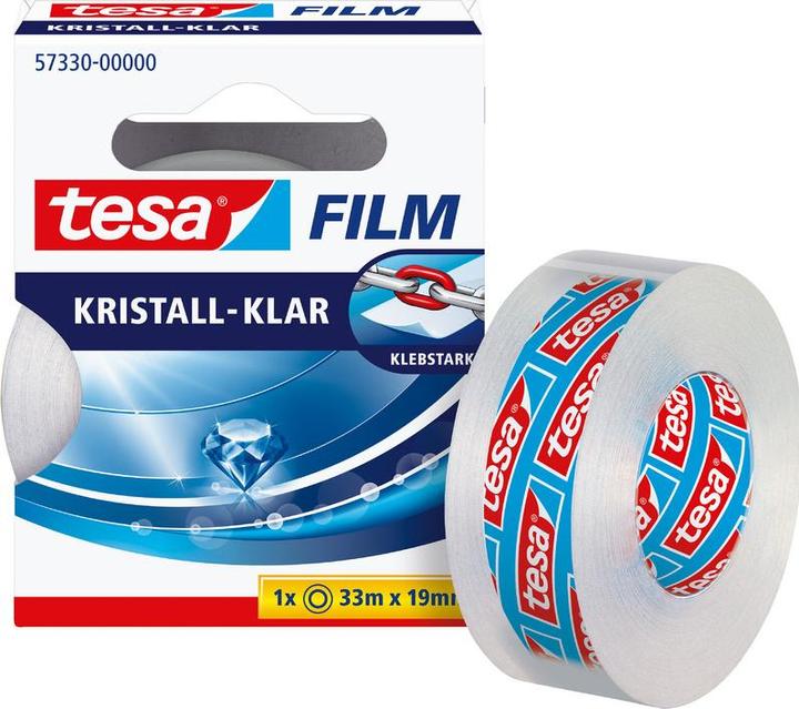 Produktbild tesa 1x tesafilm KRISTALL-KLAR, hochtransparent, alterungsbeständig, mit starker Haftung (19 mm)