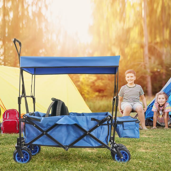 Actual product image Toboli Foldable Handcart with Canopy, Big Loading Space & Compartments for Off-Road Use