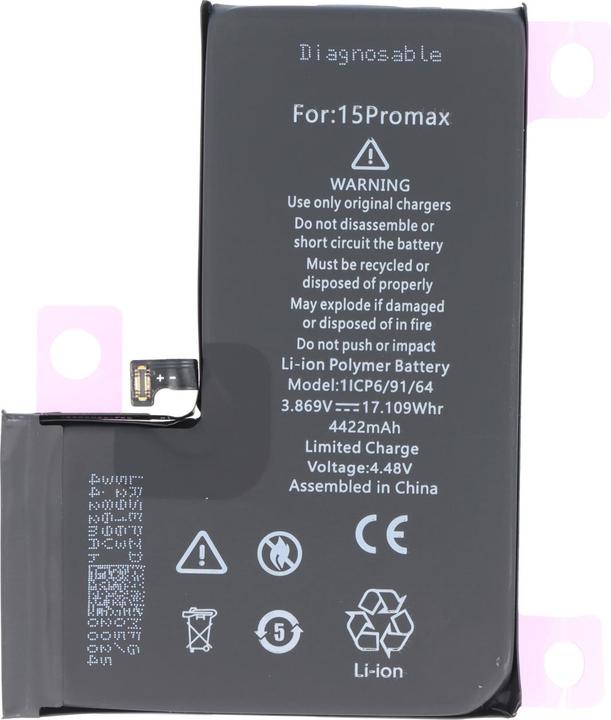 Produktbild AccuCell Akku Apple iPhone 15 Pro Max, A3121, 1/CP6/91/64