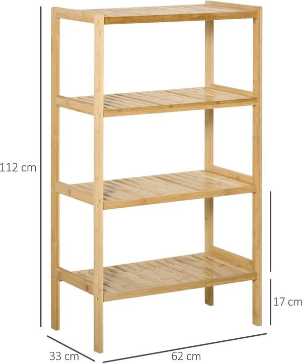 Produktbild Homcom Standregal Bücherregal Bambus Natur 62x33x112cm