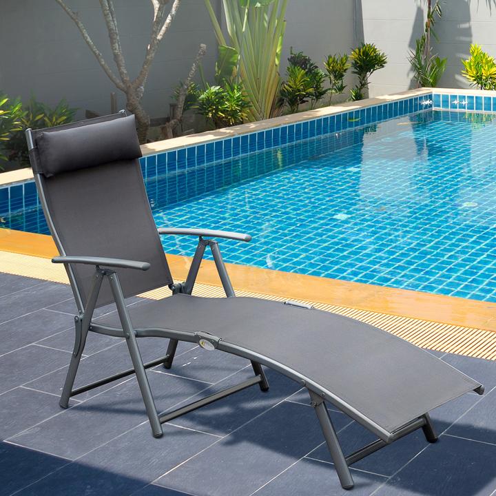 Produktbild Outsunny Gartenliege Metall, Stoff Grau (137 cm)