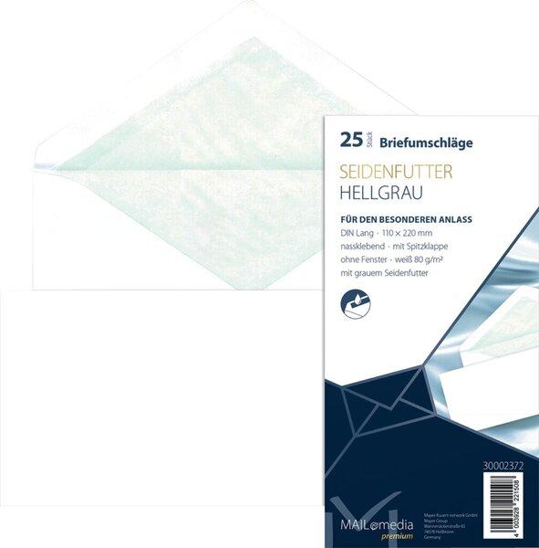 Produktbild Mailmedia Briefumschlag Offset weiá mit Seidenfutter, D lang (DL, 25 x)