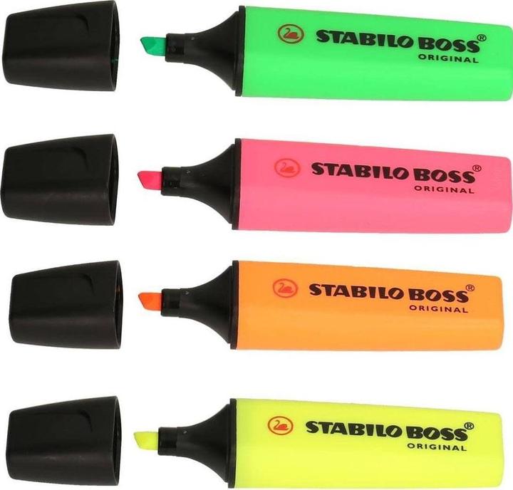 Actual product image STABILO BOSS ORIGINAL highlighter (Orange, Yellow, Green, Pink, 5 mm, 4 x)
