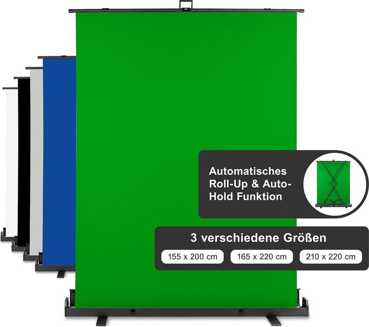 Produktbild Walimex pro Roll-up Panel Hintergrund grün 165x220 (176.50 cm, 226 cm)