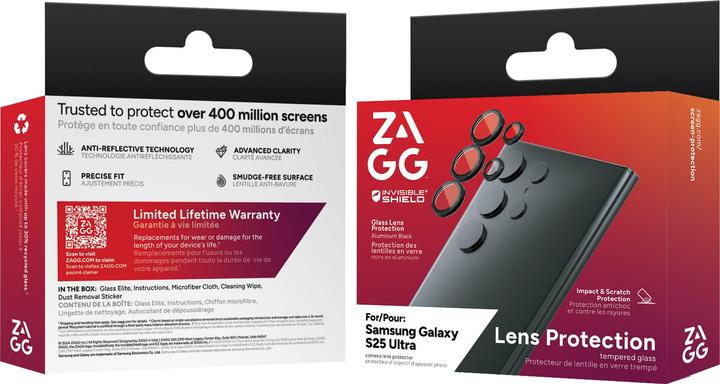 Actual product image Zagg InvisibleShield Premium GL (CameraRings) Samsung Galaxy S25 Ultra (5 Piece, Samsung Galaxy S25 Ultra)