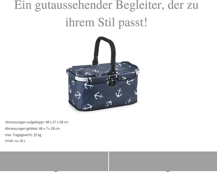 Image du produit Genius Panier Falko, bleu foncé avec ancres