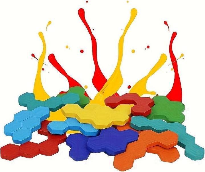 Produktbild Activity Board 3D Sechseckiges Holzpuzzle für Kinder - Gehirnförderndes Tangram-Spiel, IQ-Test-Spielzeug für