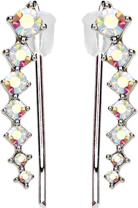 Immagine prodotto Star Piercing Orecchino Ear Climber in argento con quadrati e cristalli colorati (Ottone)