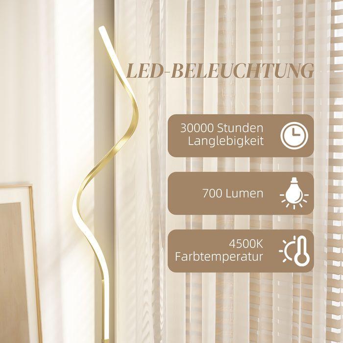 Produktbild Swisshandel24 Stehlampe Dimmbar LED Stehleuchte mit Fussschalter für Wohnzimmer, Gold (700 lm)