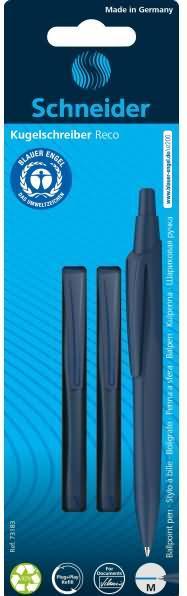Produktbild Schneider Kugelschreiber Reco Druckmechanik M blau VE=2 Stück Blister (Blau, 2 x)