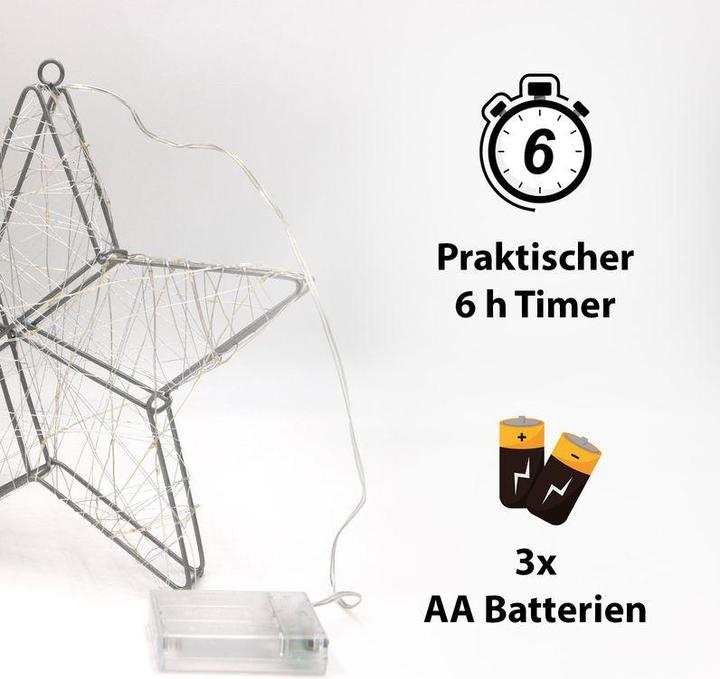 Produktbild Hermex LED-Stern LED-Weihnachtsstern Leuchtstern Metallstern Drahtstern