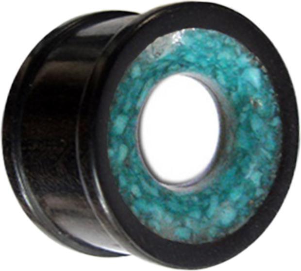 Star Piercing Tunnel mit Türkis Stein Einlage aus Eisenholz (ohne Messing, Mineralisch, Organisch)