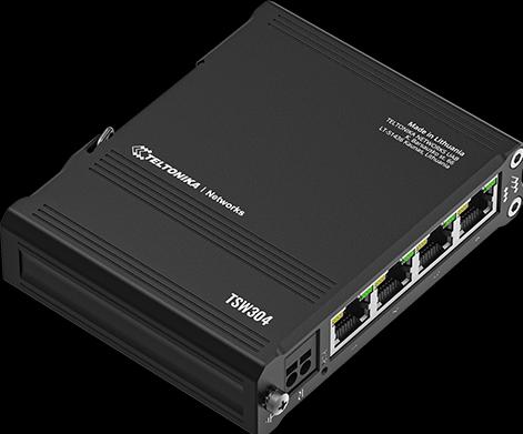 Actual product image Teltonika TSW304 4 Port Gigabit Industrial Unmanaged Switch DIN RAIL (4 Ports)