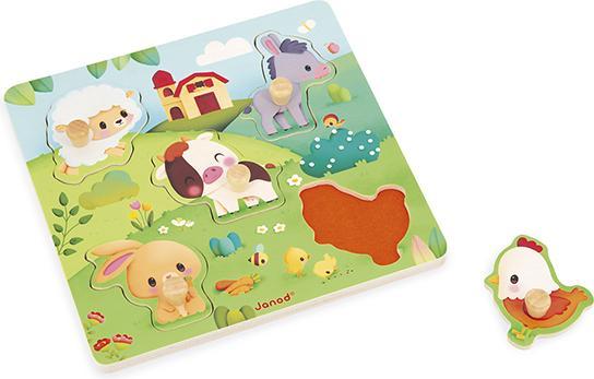 Actual product image Janod Farm tactile puzzle (5 pieces)