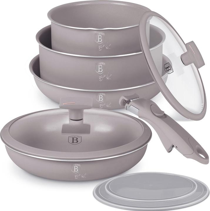 Produktbild BerlingerHaus Design Kochset inkl. Smart Lids, 9-teilig, taupe (Pfannenset + Topfset, Aluminium)