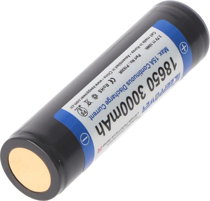 Produktbild Keeppower 18650 3000mAh 3,6V - 3,7V 69x18,85mm Li-Ion-Akku PCB geschützt (1 Stk., 18650, 3000 mAh)