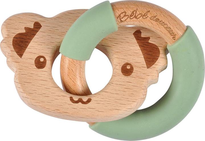 Natura Punto Babyspielzeug Bär aus Holz und Silikon, Greifring für Kleinkinder