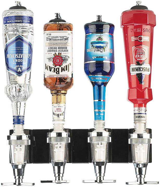Produktbild Infactory Flaschenhalter und Dosierer, 4-fach, für Wandmontage (Dosierer + Ausgiesser)