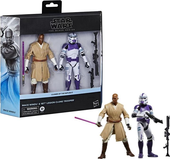 Image du produit Hasbro Star Wars-Mace Windu & Soldat Clone 187 légion -Fig Black Series