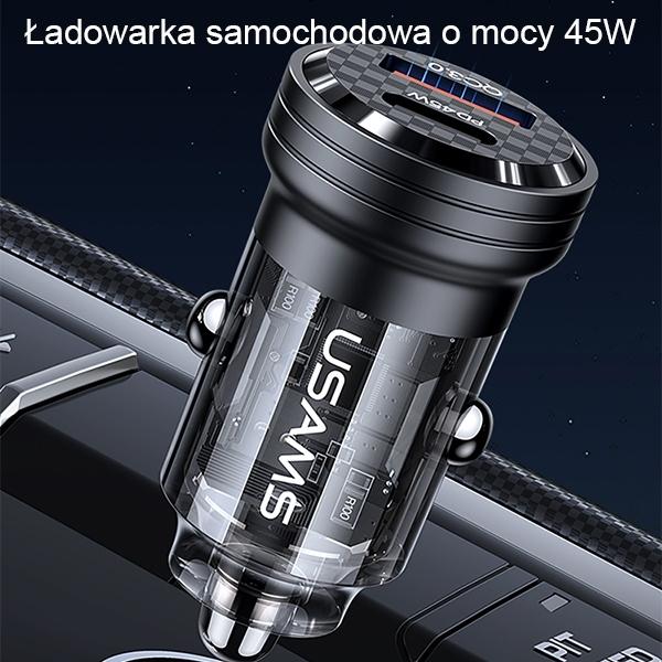 Image du produit Usams Ład. sam. C35 USB+USB-C 45W Fast Charge fioletowy/purple CC175CC02 (US-CC175)