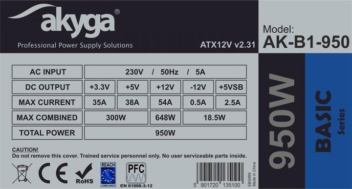 Actual product image Akyga Zasilacz Basic 950W (AK-B1-950) (950 W)
