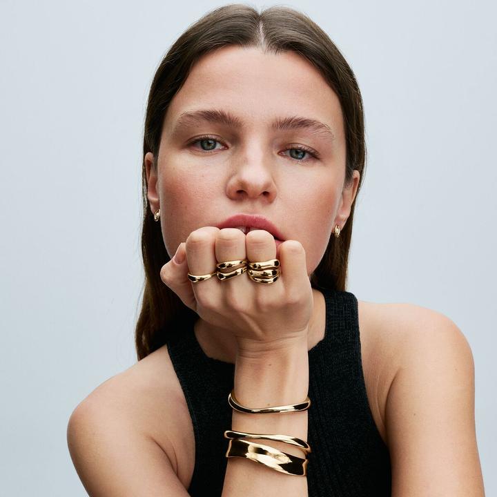 Actual product image Pandora Organic moulded wide open bangle (19 cm, Metal, Gold plated)