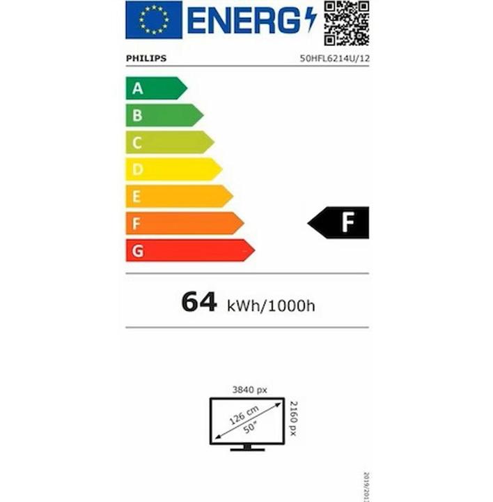 Label énergétique Philips TV pour hôtel 50HFL6214U/12 50 (50", LCD)