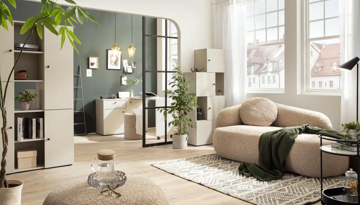 Produktbild Schildmeyer Lovund Schieberegal cremebeige (70 x 35 x 163 cm)