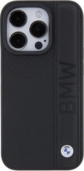 Actual product image BMW BMHCP15X22RDPK iPhone 15 Pro Max 6.7" czarny/black hardcase Leather Textured & Stripe (Apple iPhone 15 Pro Max)