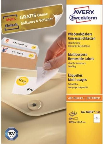 Actual product image Avery Universal labels, removable