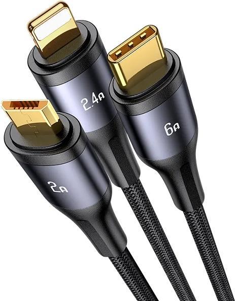 Actual product image Usams USB A - USB type C, Lightning, Micro USB B (1.20 m, USB 3.2 Gen 1, 66 W)