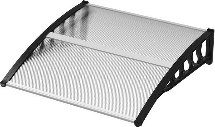 Produktbild Swisshandel24 Pultvordach Vordach für Haustür 103x96,5x27cm mit UV Schutz, Regenschutz Sonnenschutz, Alu Schwarz