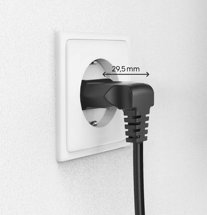 Actual product image Hama Power cable, angled at both ends, Euro plug, double groove/C7, 5 m, black (5 m)