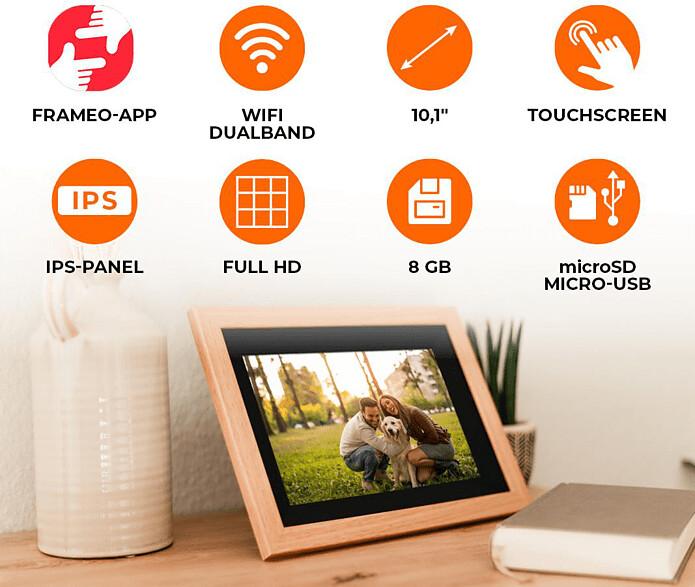 Produktbild Rollei Smart Frame WiFi 105 Wooden Bl (10.10", 1920 x 1200 Pixel)