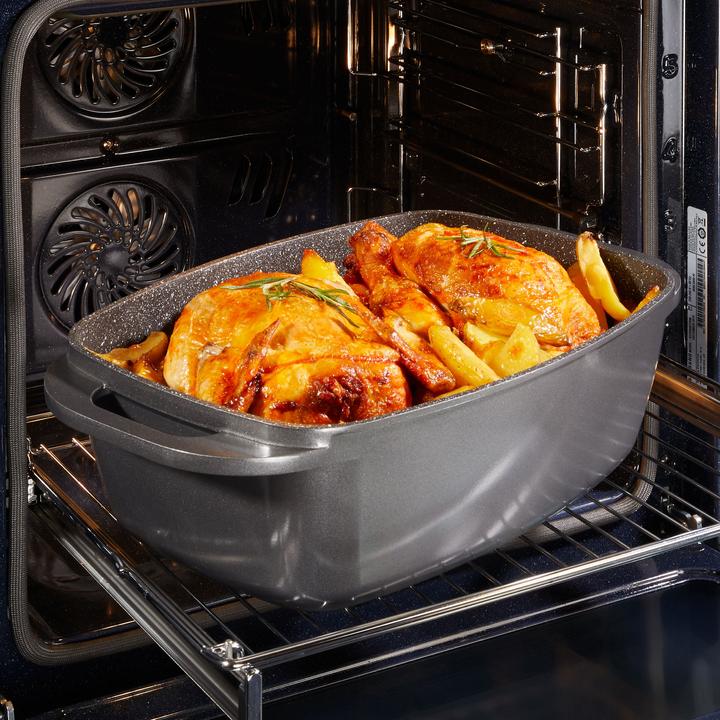 Produktbild Stoneline Bräter 43 x 26 cm mit Deckel, Backofen & Induktion geeignet, grau (Bräter + Schmortopf, Aluminiumguss)