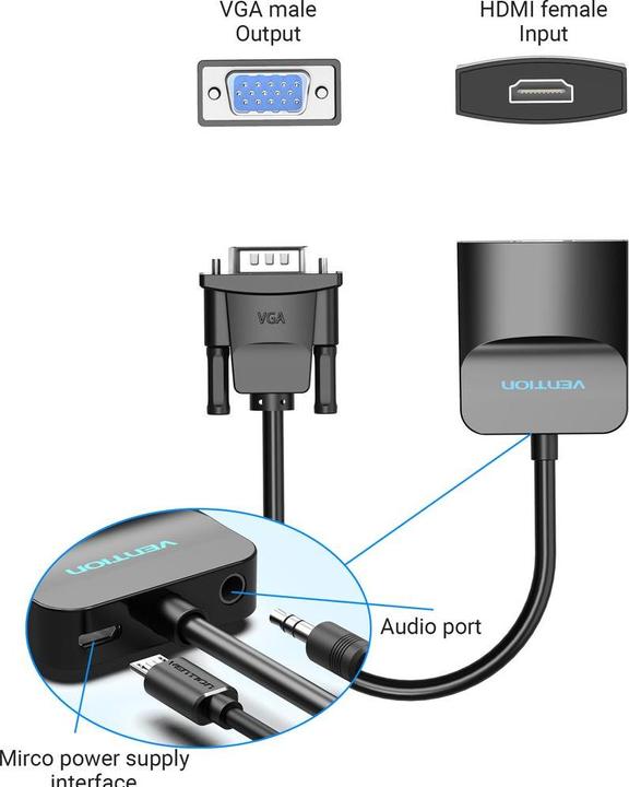 Produktbild Vention VGA zu HDMI Converter Kabel (Klinkenadapter)