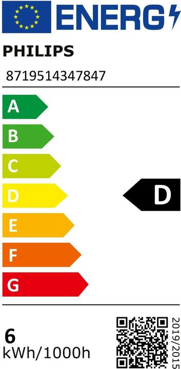 Energie-Label Philips Professional Master (E27, 5.90 W, 806 lm, 1 x, D)
