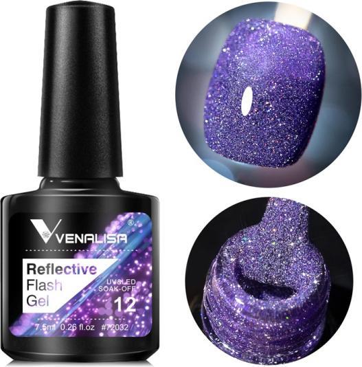Produktbild Venalisa Gellack Reflective Neon Disco Gel BD12 (Dunkel-Violet, Gel-Effekt Nagellack)
